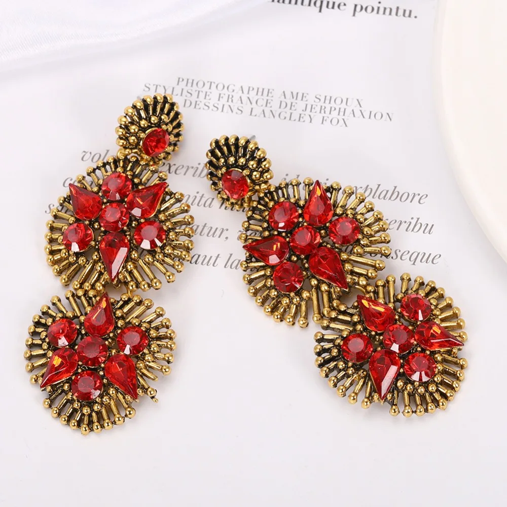 Vedawas Boho Макси Кристалл Висячие серьги для женщин Свадебные подарки ювелирные изделия ручной работы Pendientes xg2722