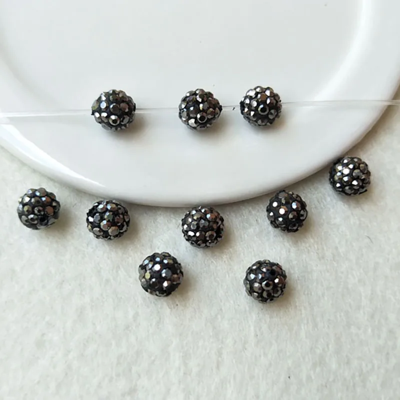 50 шт. 8 мм черные круглые бусины с проложить стразами ювелирные BD143|loose beads|8mm blackbeads