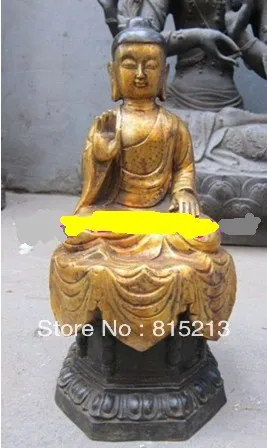 

bi00461 13.2inches Chinese Pure Bronze Golden Buddha Sakyamuni Statue