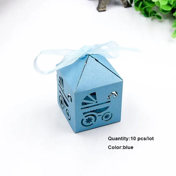 blue 10 шт. коробка конфет Сладкая детская коляска DIY картон ремесла подарочные коробки Декор Детский день рождения для украшения детского душа - Цвет: blue