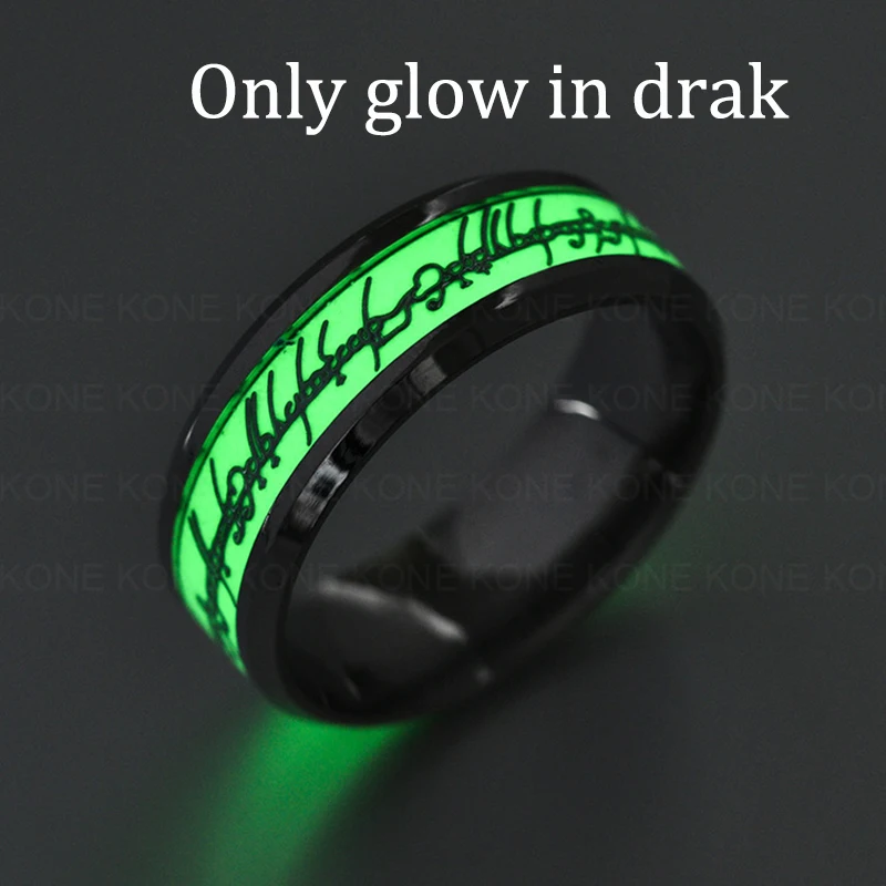 Мужские светящиеся кольца UZone из нержавеющей стали зеленого желтого синего цвета