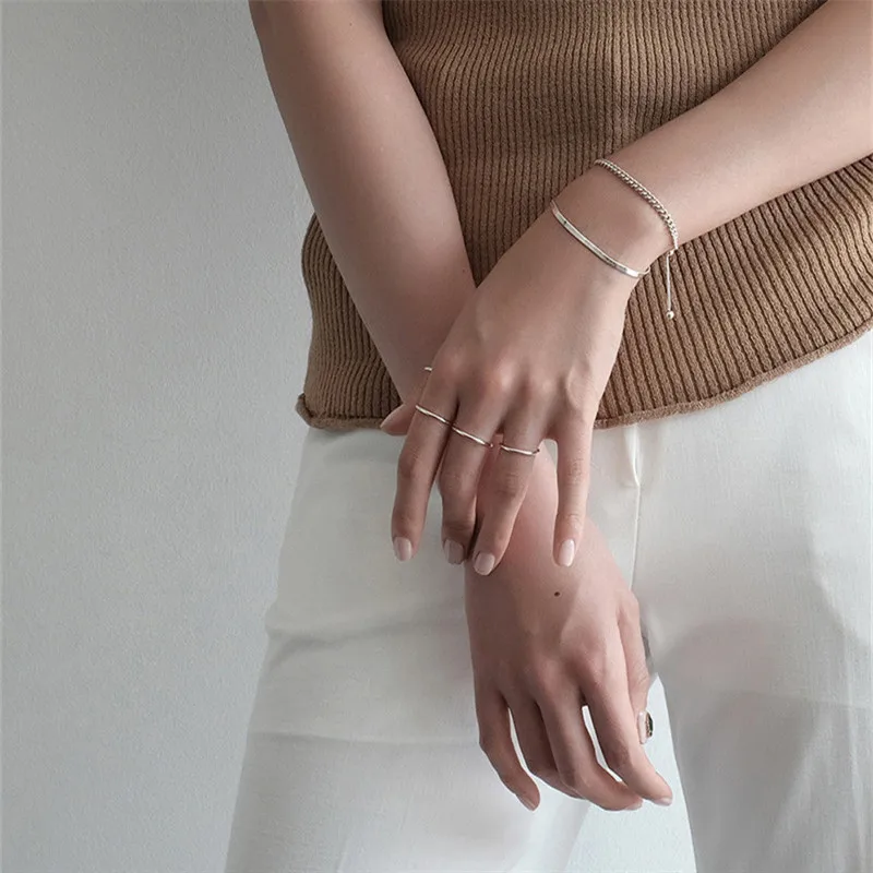Ying vahine, корейский стиль, 925 пробы, серебро, простое, 1,2 мм, тонкое, Открытое кольцо для женщин, серебро, золото, розовое золото, круглое кольцо