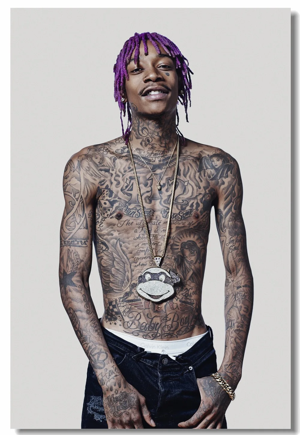 Custom Canvas Wall Mural Wiz Khalifa Poster Painting Wallpaper Rap Singer Rapper Stickers Dining Room Decals #2098# | Дом и сад