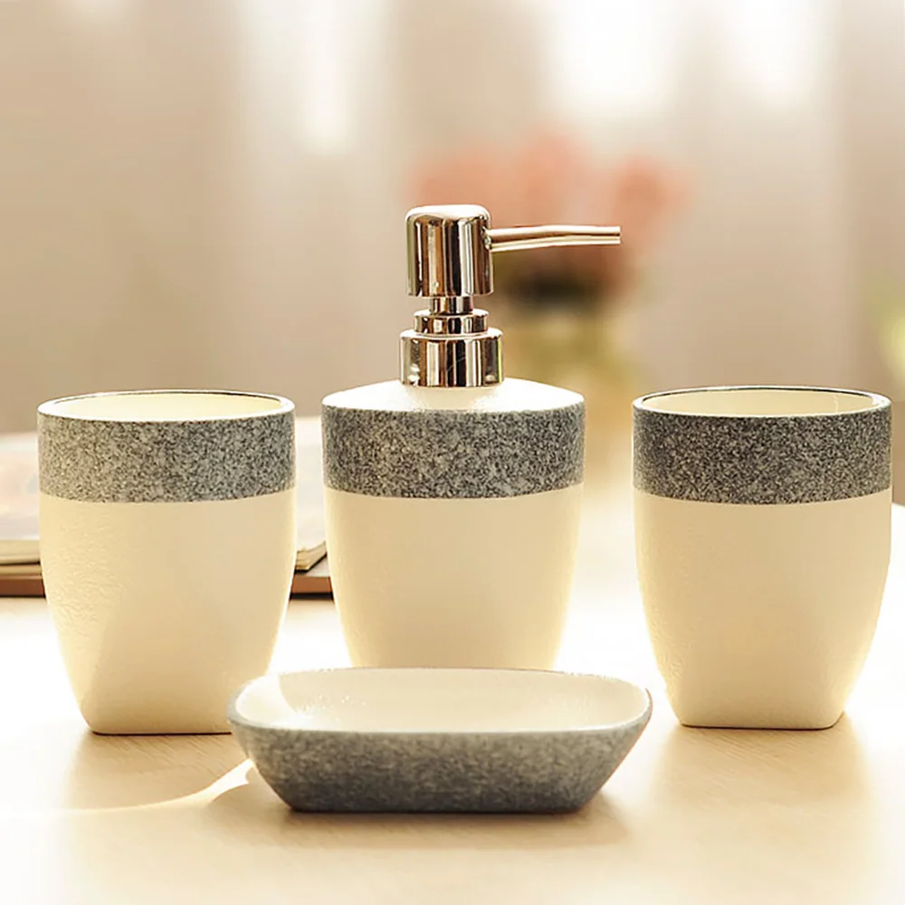 

Simple bathroom four-piece wash set ceramic wash cup set toiletries supplies brush cup set gift lo861050