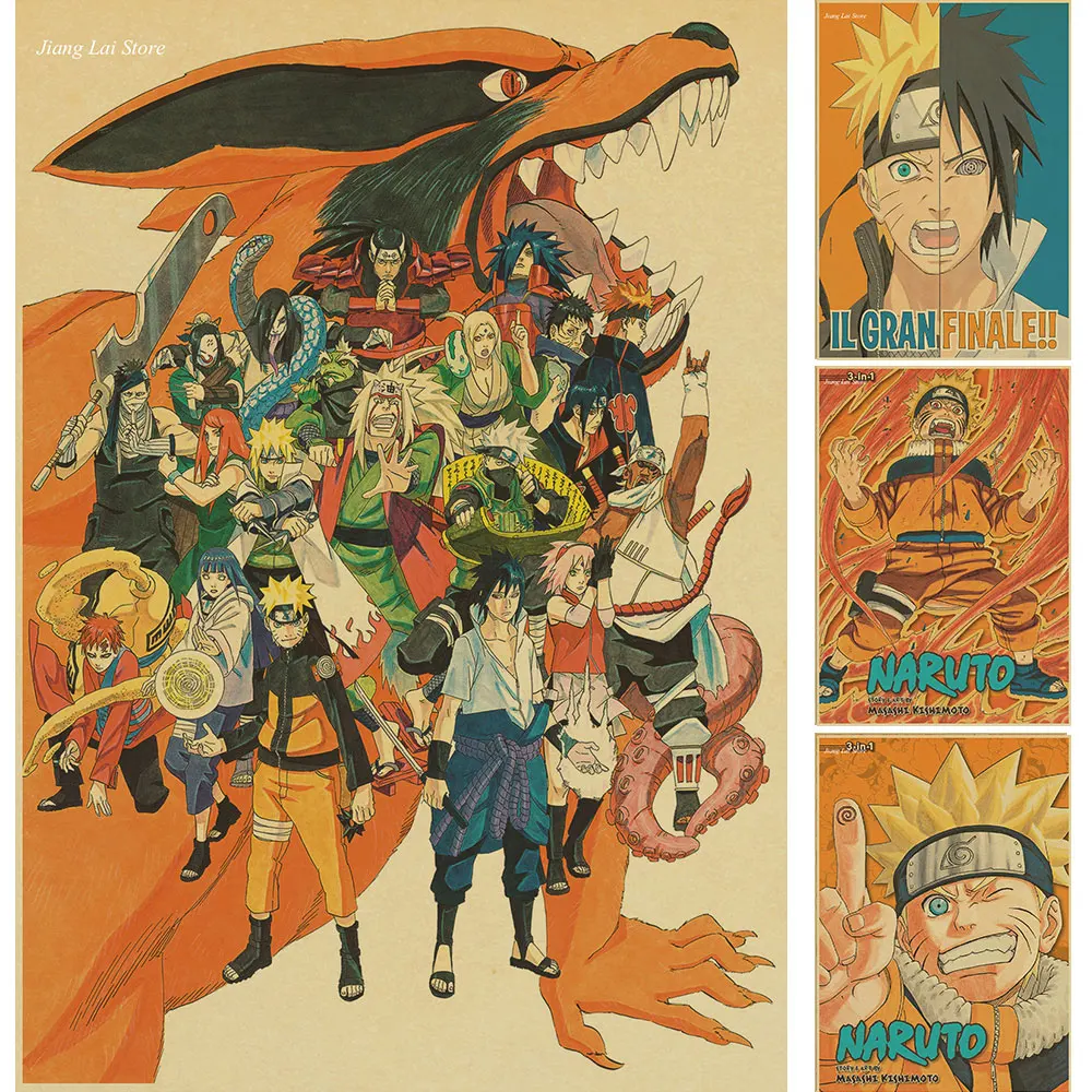 Винтаж Ретро аниме постер аниме постеры Uzumaki постер Naruto Luffy Wanted цельный Бар Кафе домашний декор наклейка на стену