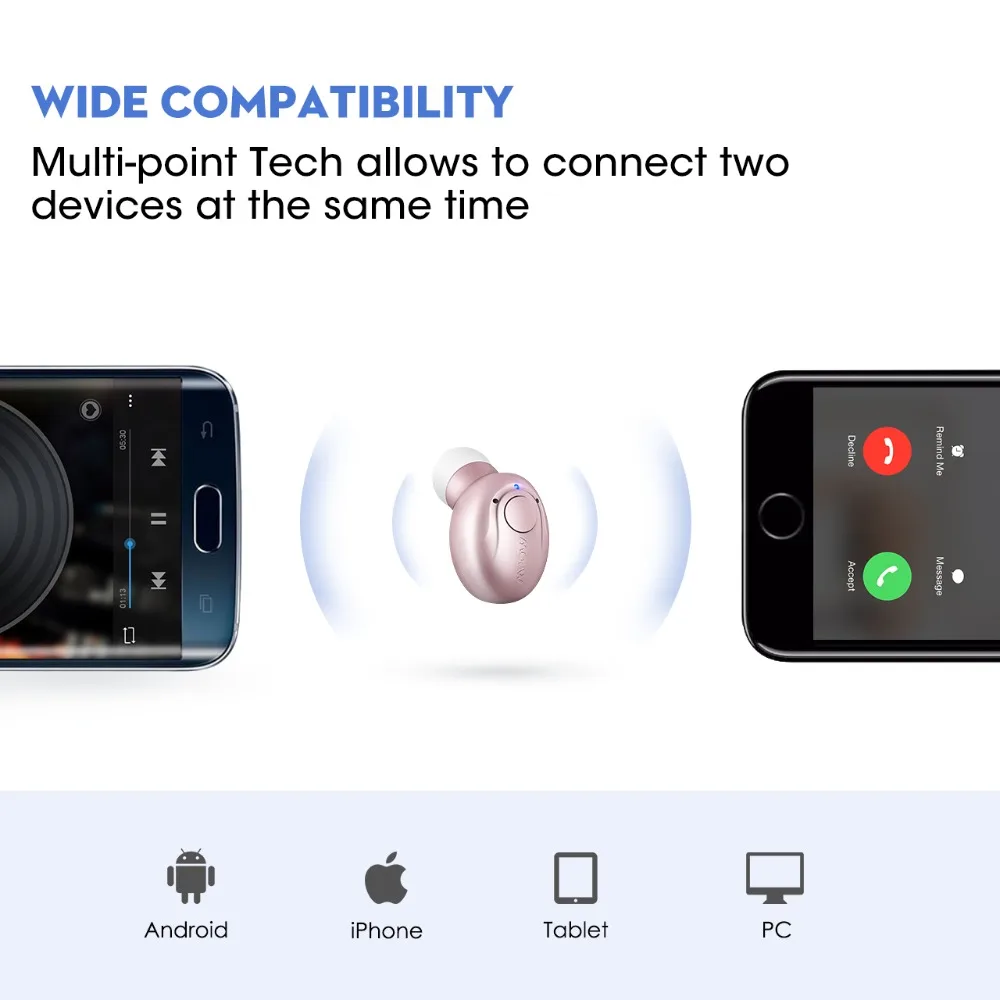 Mpow EM1 мини-вкладыши с одним беспроводным наушником Bluetooth наушники беспроводные