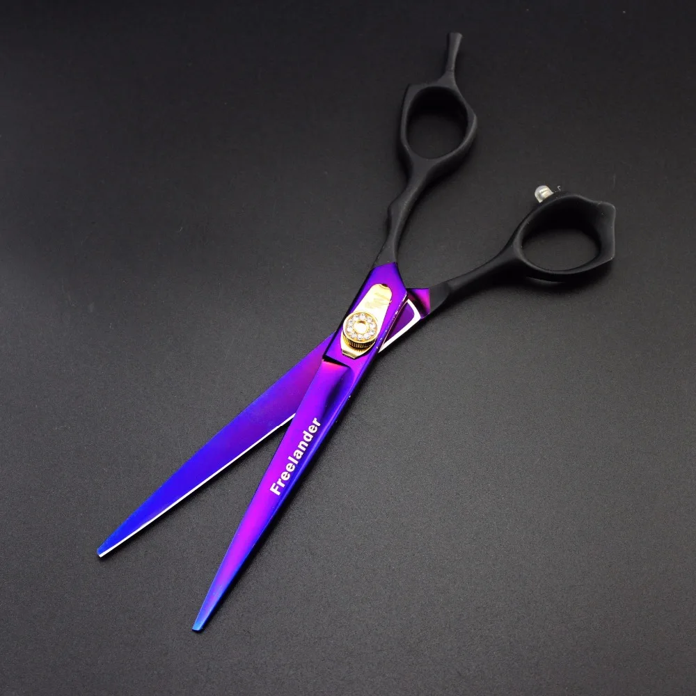 

Purple Black Handle Straight Cut Bend Professional Hair Pet Scissors 4 Piece Set Send Comb Durable Haircut Tool