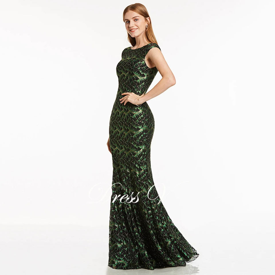 Dressv Черное длинное вечернее платье, недорогое Кружевное платье-Русалка с рукавами-крылышками, длина до пола, свадебное вечернее платье, вечернее платье es