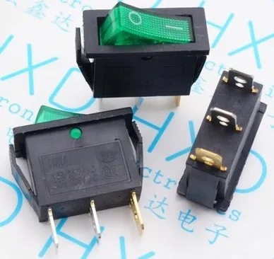 

KCD3 16A 3pin зеленый 30x13,8 мм Электрический сковорода переключатель кухонных плит ножки медных серебряных контактов, прямые продажи, 5 шт./лот