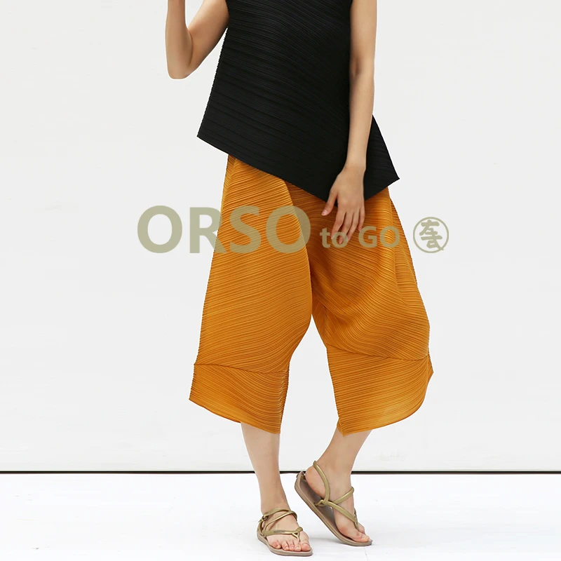 Changpleat 2019 Summer New Women pants Miyak Pleated Fashion Design Loose Elastic waist Large Size Solid Female Pants Tide P8979