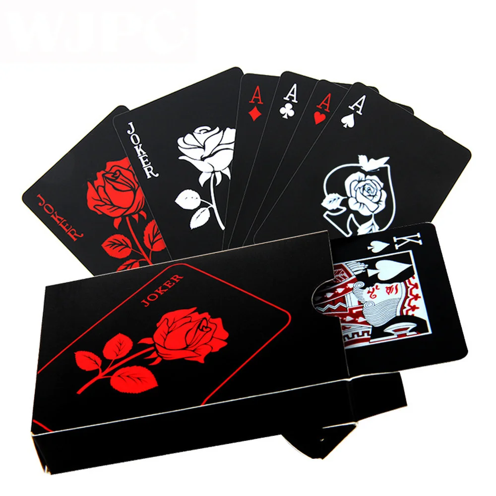 Gift Poker Golden Playing Cards Set Waterproof Plastic Black Color Card Classic Magic Tricks Tool Games | Спорт и развлечения