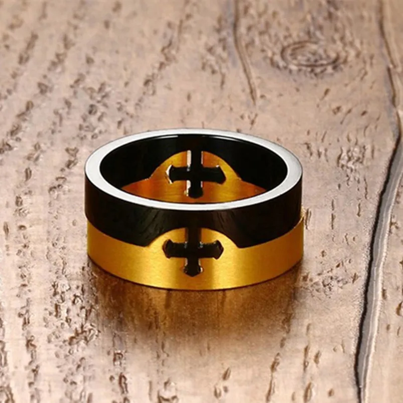 Новое модное высококачественное мужское кольцо из титановой стали с двойным