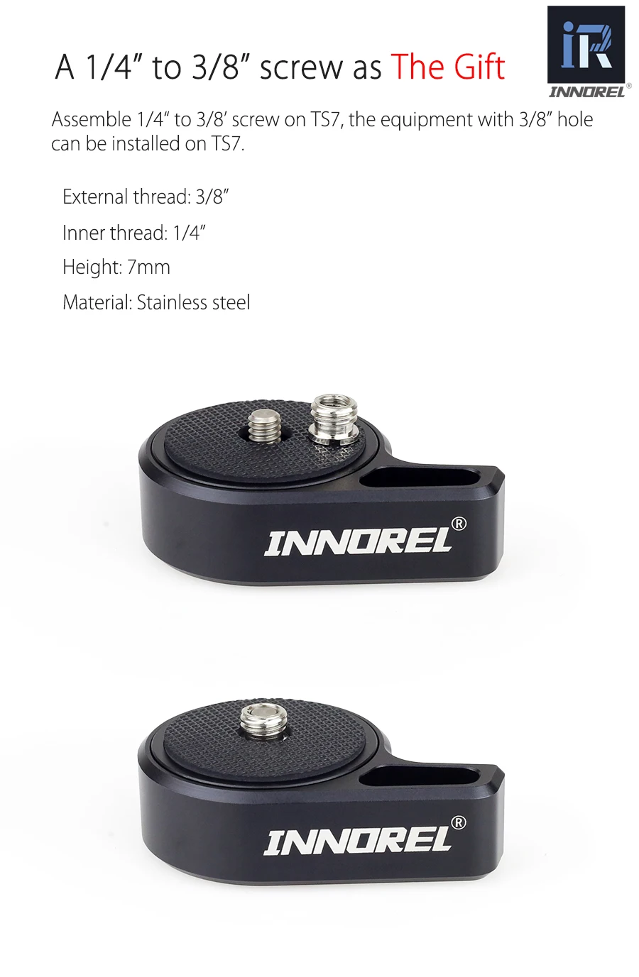 INNOREL TS7 Quick Release One camera Baseplate с винтом 1/"-3/8", максимальная скорость вращения для штативной головки DSLR, стабилизатор, слайдер