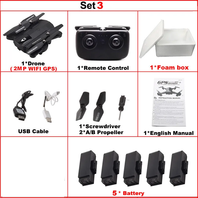 set3 X192 gps Радиоуправляемый Дрон с 720 P/HD камера 1080P Quadcopter Wi-Fi FPV Вертолет Мини Складная RC Дрон gps Fixed Point следовать мне режим - Цвет: set3