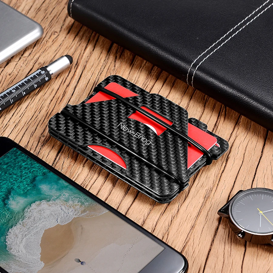 Кошелек для карт из 100% углеволокна RFID анти вор кредитный держатель мини кошелек