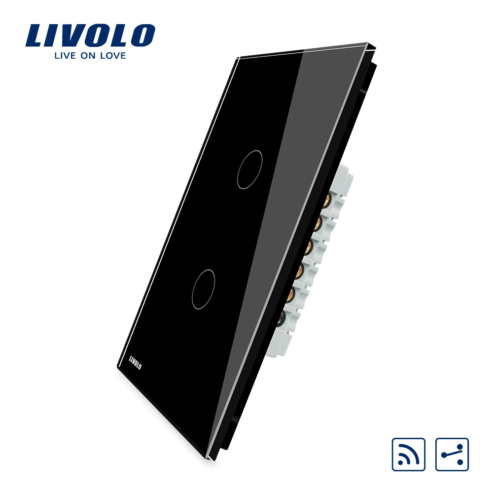 Livolo US стандартный настенный выключатель света с сенсорным экраном, 2 канала 2Way, с функцией дистанционного управления AC 110~ 250 В, VL-C502SR-11/12, без пульта дистанционного управления