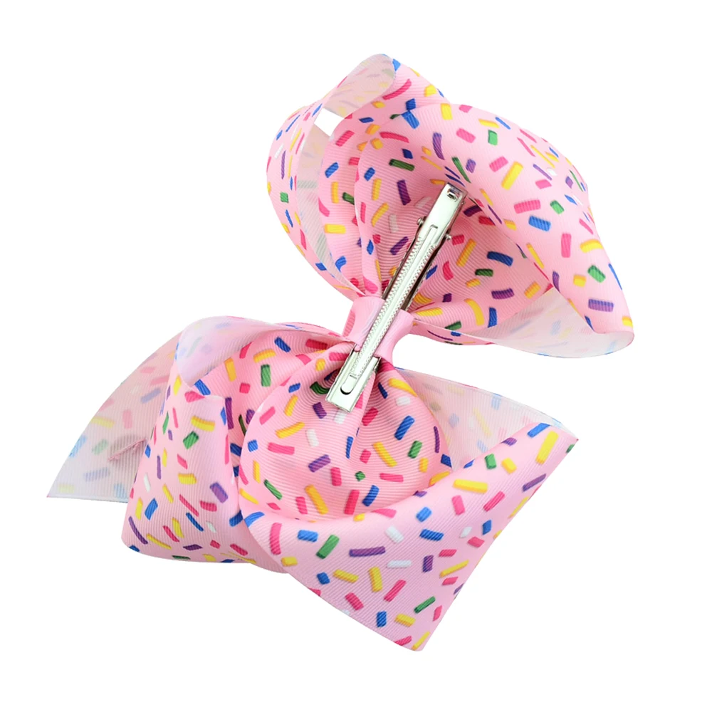 

For JOJO Clip 8 inch Large Big Holiday Hair Bows For Girls Women Doughnut Butterfly Rainbow Fish Scales Print Grosgrain Bows