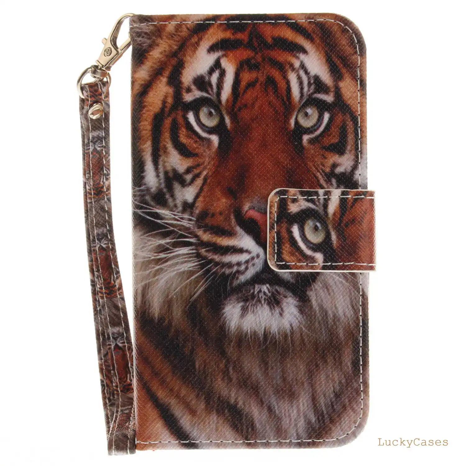 Черная кошка тигр Волк Мопс Leopard обезьяна Магнолия животного Флип Бумажник PU