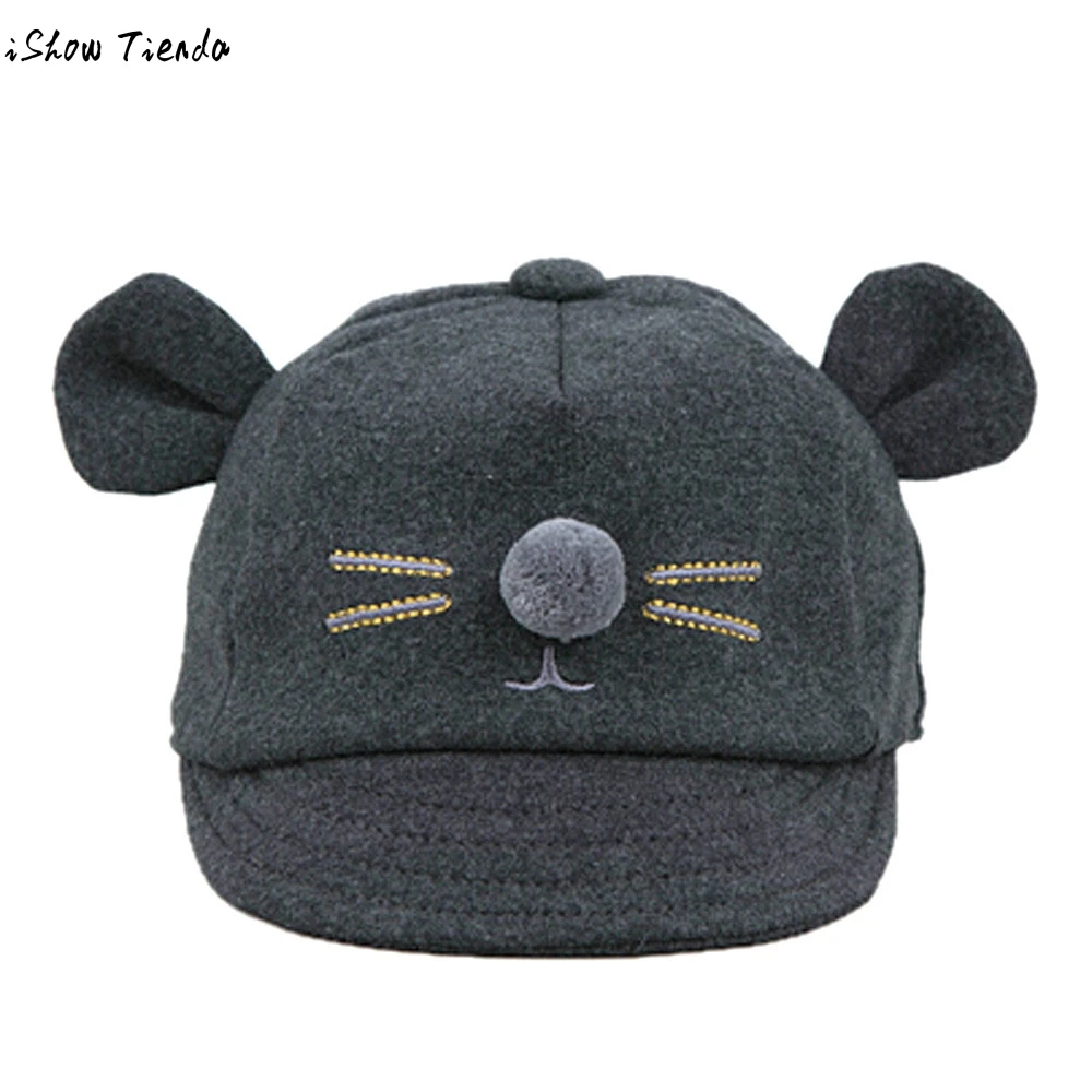 Winter Hats For Kids Bunny Little Mouse Shape Baseball Cap Cotton Peaked Hat Baby Helmet Bone Infantil | Детская одежда и обувь