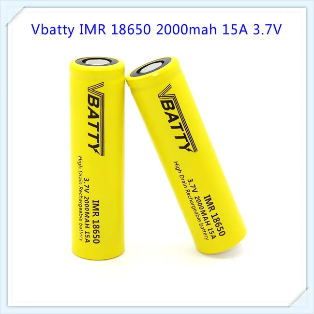 Vbatty IMR 18650 2000mah 15A 3 7 V перезаряжаемый литий ионный аккумулятор с плоским верхом (1