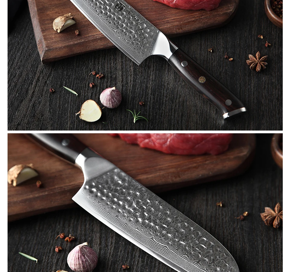 XINZUO " дюймовый нож Santoku японская Дамасская сталь VG10 кухонные ножи шеф-повара с черной ручкой кухонные инструменты из нержавеющей стали