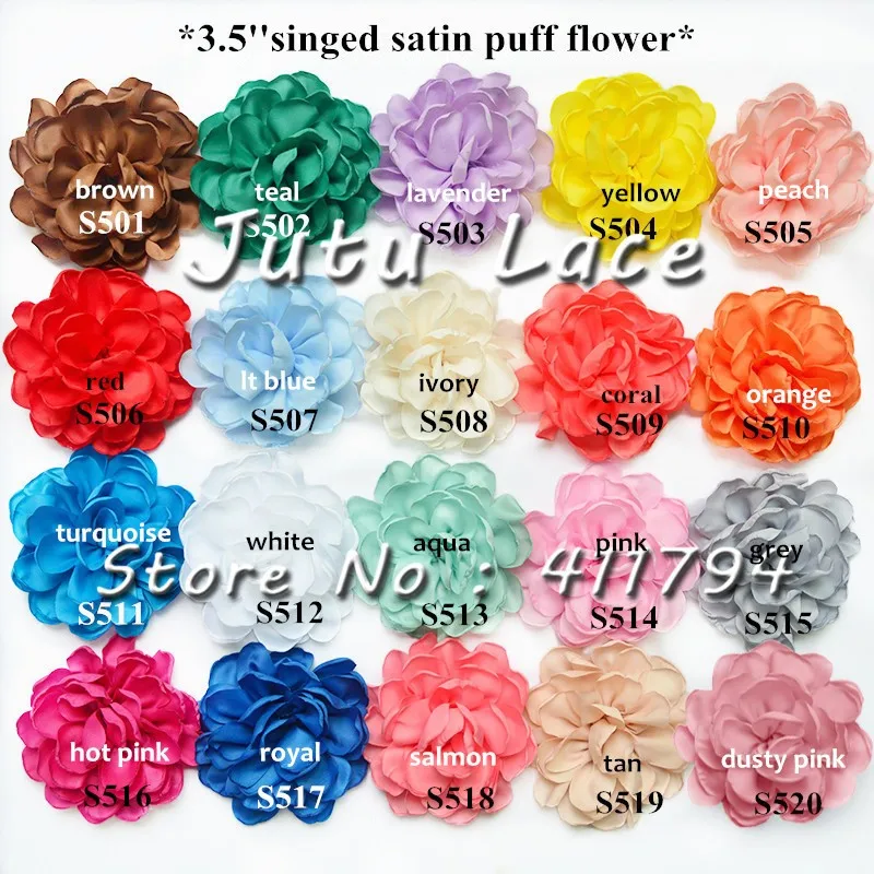 120 pcs/lot , 3.5    handmade singed satin puff chiffon flowers for apparel hair  accessories