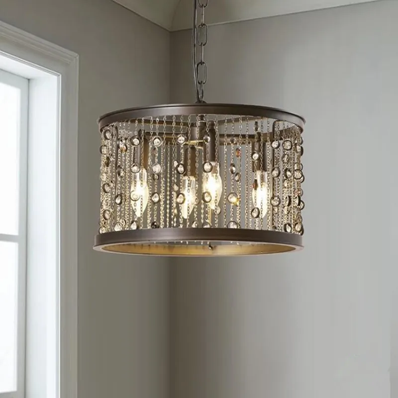 Luminaria американская Ретро железная жемчужина с бахромой LED подвесной светильник