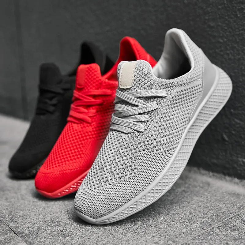 Big Size Men's Sneakers Gray Running Shoes for Men Spring Autumn Sports Man Shoe Lace Up Gym Trainers Breathable Mesh Zapatos | Спорт и