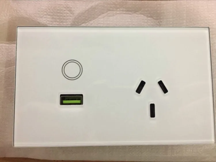 Стандарт США/Австралии USB настенная розетка с сенсорным выключателем настенная розетка с розеткой 110-240 В 15а белая кристальная стеклянная панель