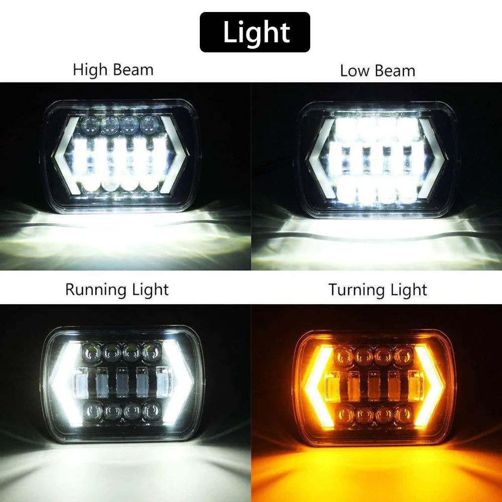 Светодиодные фары Halo DRL для Jeep Wrangler YJ 84-01 Cherokee XJ Angel Eyes H4 квадратные 2 шт. 55 Вт 7x6