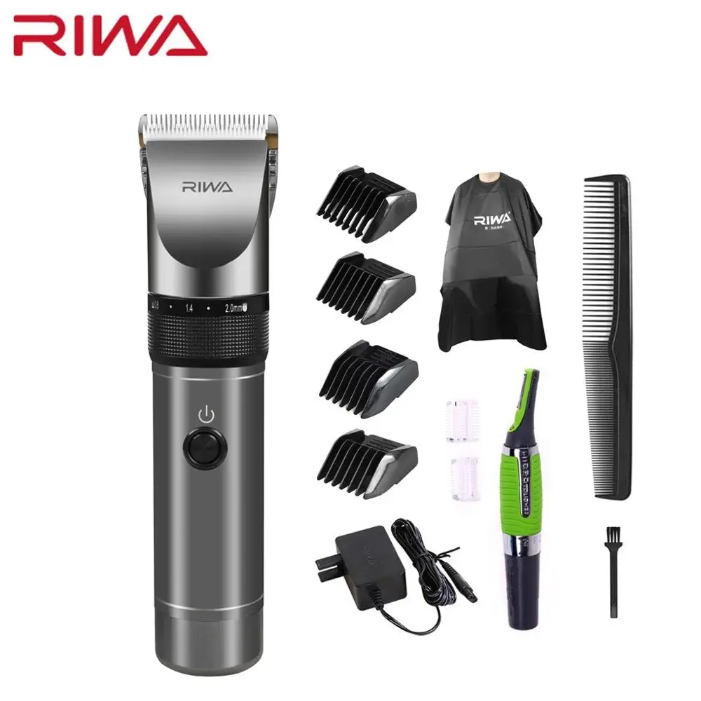 With Nose Trimmer 1 Riwa профессиональная машинка для стрижки волос 2000 мАч литиевая батарея Алюминий 100-240 В машинка для стрижки волос X9 триммер для волос Бритва для волос - Цвет: With Nose Trimmer 1