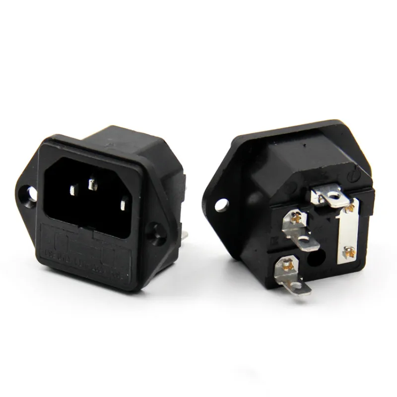 Новый панельный монтаж, 3-контактный входной штекер IEC 60320 C14, 15 А, 250 В переменного тока, с держателем предохранителя