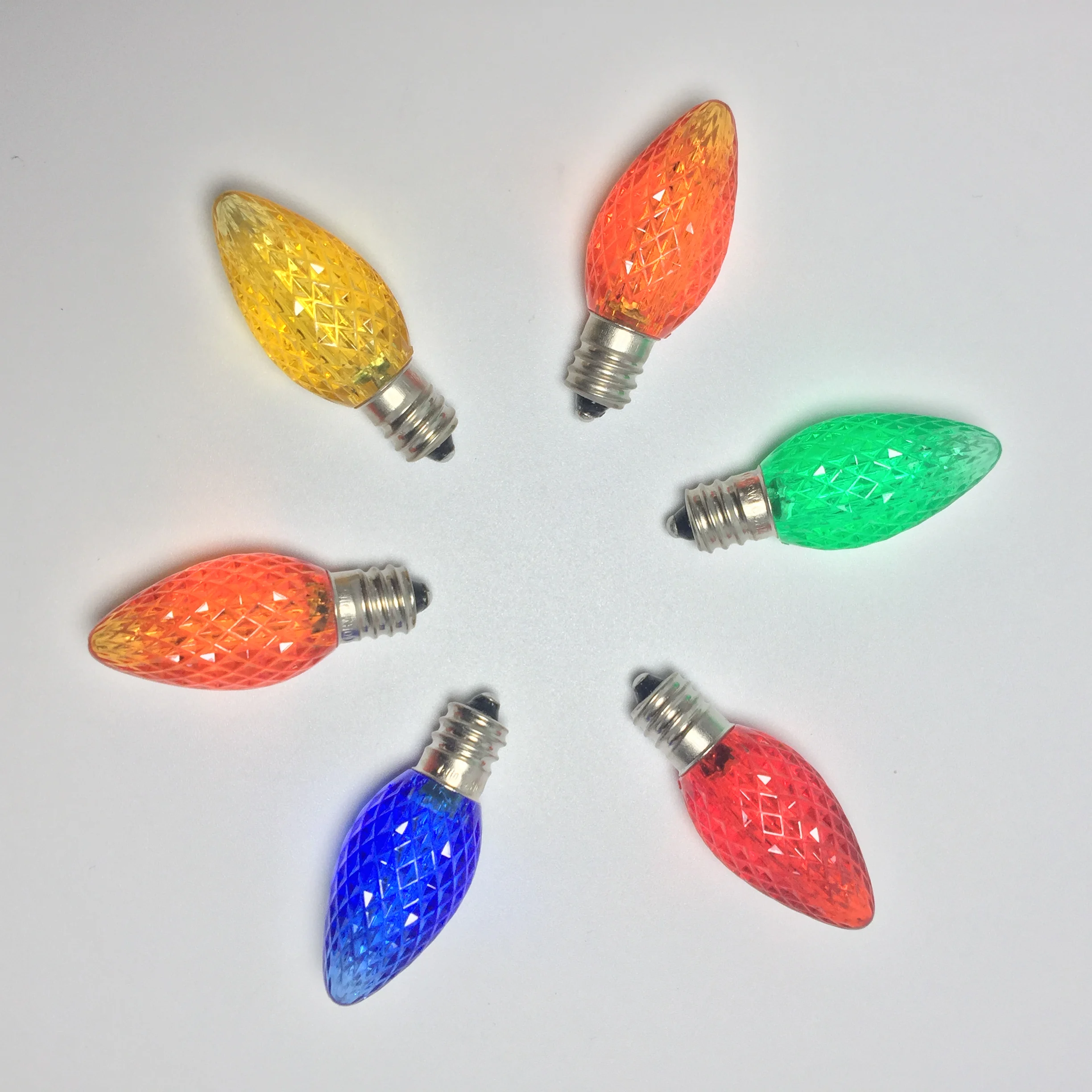 UL Listed 25 Pack C7 светодиодный сменный лампочка, 2 SMD СВЕТОДИОДНЫЙ s в каждой Рождественская лампа для наружных струнных ламп, многоцветный