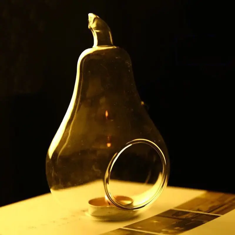 Pear 10x15cm Хэллоуин Кристалл Стекло висячая Свеча светильник подсвечник свечи обеденные вечерние свадебные домашний декор - Цвет: Pear 10x15cm