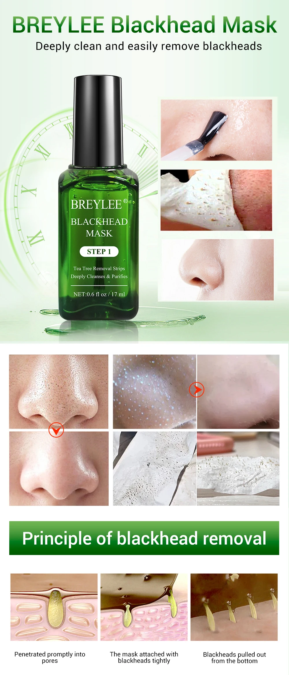 BREYLEE черная маска blackhead уход за кожей пилинг маска для лица акне лечебная сыворотка сжимает поры Тканевая маска для лица эссенция 2 шт