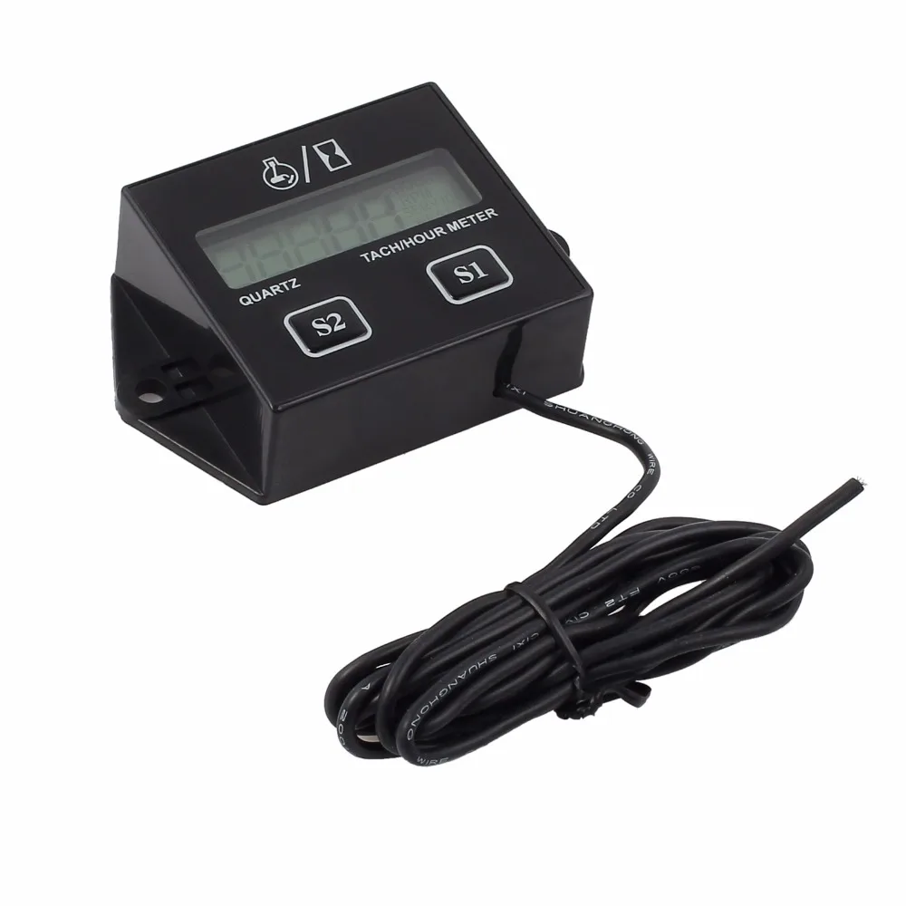 Justech ЖК цифровой двигатель Тахометр тач счетчик моточасов с проволокой для