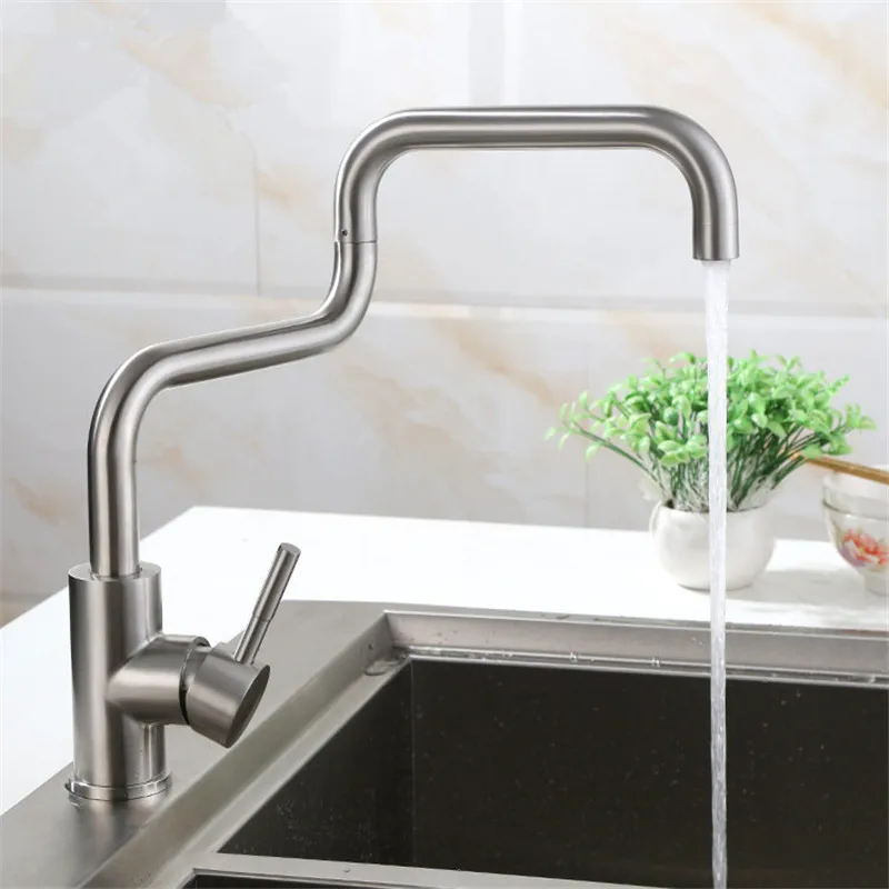 Смеситель для кухни из нержавеющей стали 304 смеситель без свинца Поворот на 360