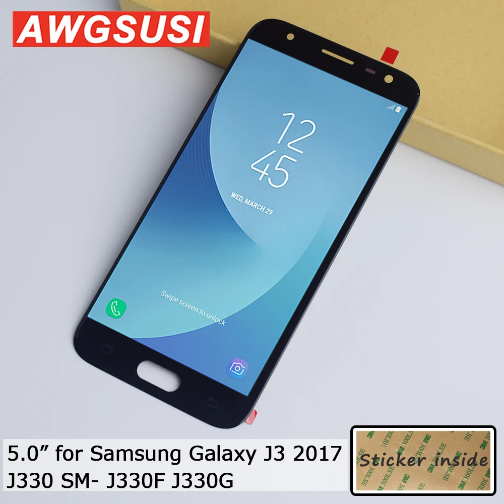 Черный для Samsung Galaxy J3 2017 J330 SM J330F J330G ЖК дисплей Дисплей Панель монитор + Сенсорный