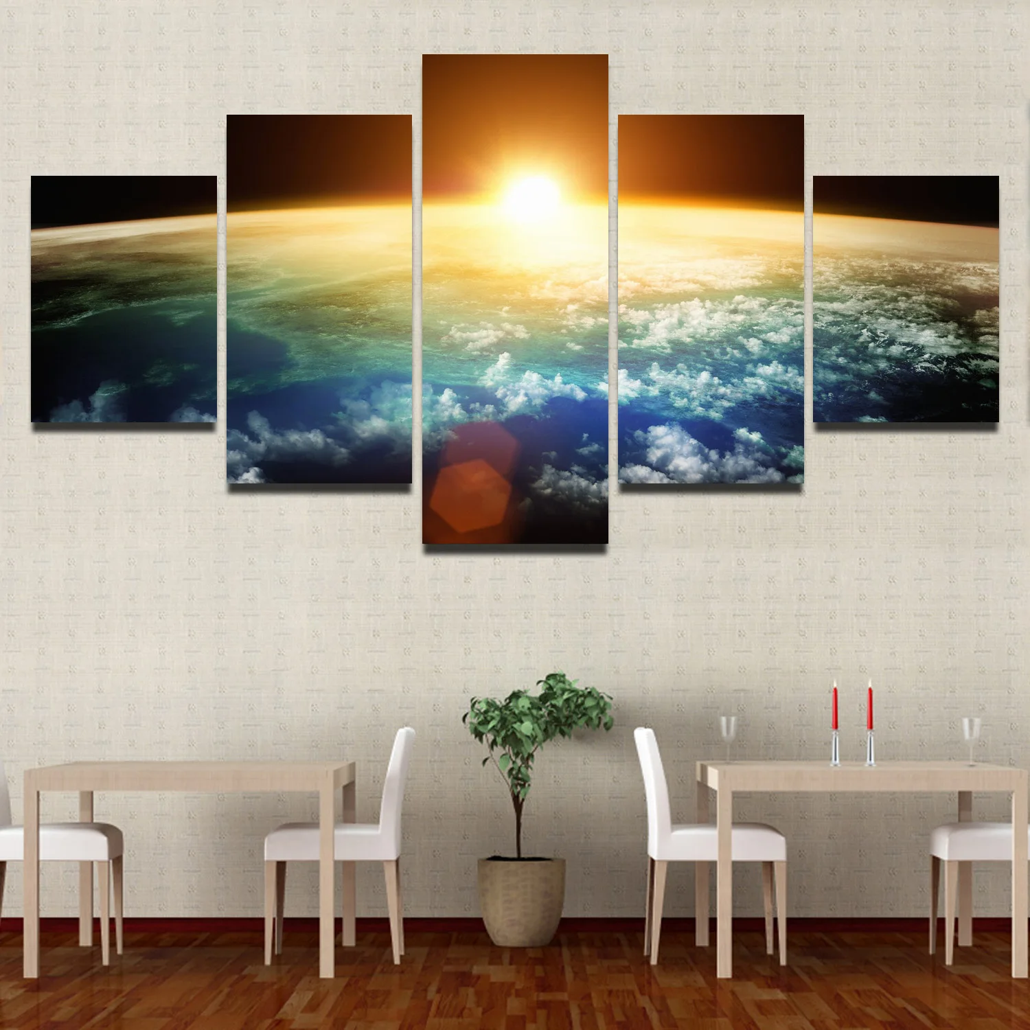 

Drop shipping 5 Panel Wall Art Pictures Canvas Painting abstract canvas poster painting decoration for living room LW009