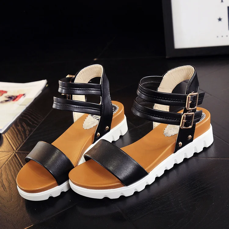 2017 г. летние женские сандалии-гладиаторы модная обувь на плоской толстой подошве