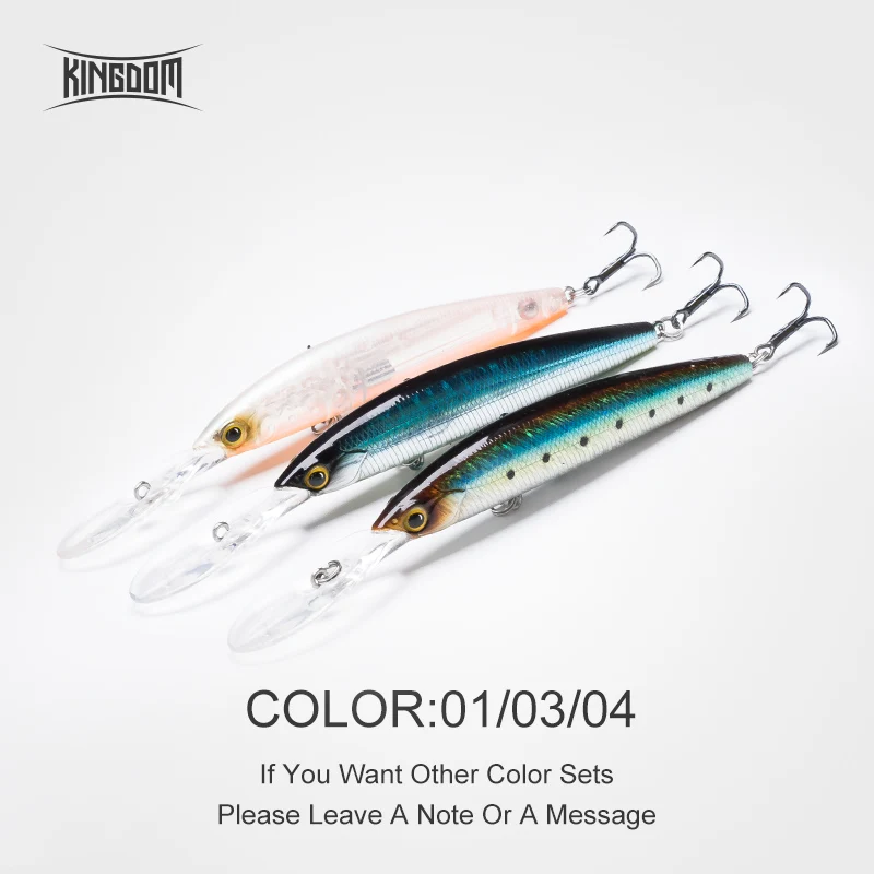 9505-1-3-4 Kingdom New Jerkbaits 100DR Fishing lures 100mm 120mm Suspending Minnow wobblers Depth 6-10ft long-casting Bass Pike Hard Baits - Цвет: 9505-1-3-4