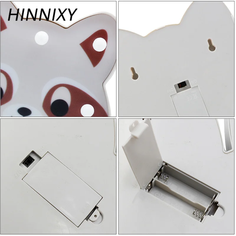 Hinnixy LED 3D милое животное ночное освещение панда Лев енот форма украшения детской