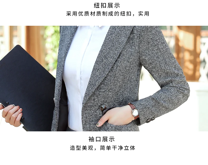 Elegant Women Formal Suit Office Lady Business Work Pant Suits Casual Double Breasted Blazer Jacket Pants Trousers Autumn Winter
