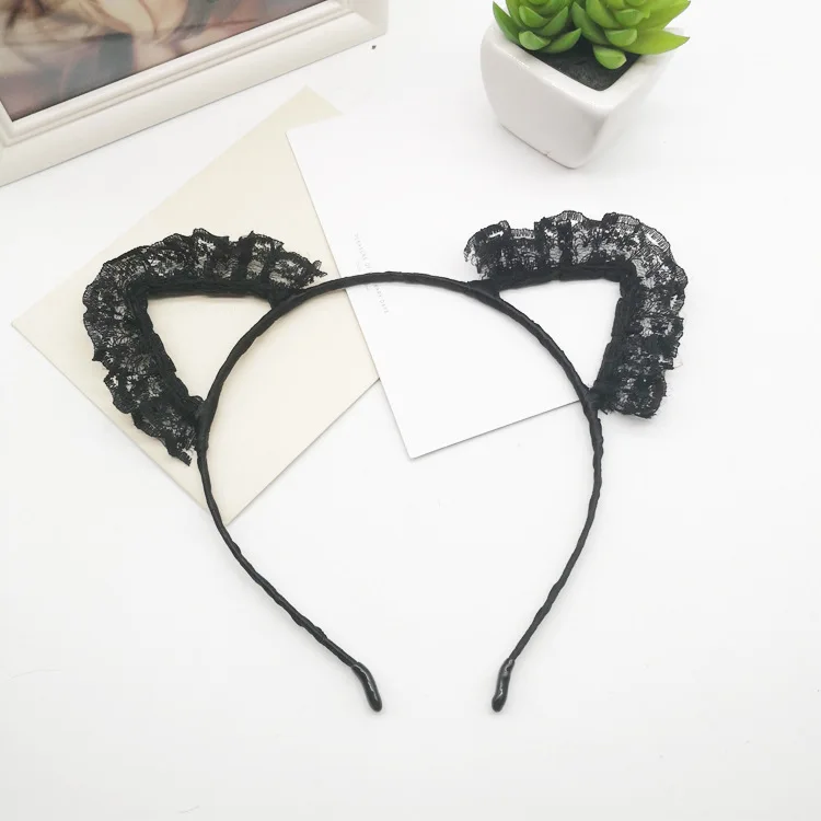 Женский кружевной ободок для волос с лисой и кошкой девочек ободки ушками