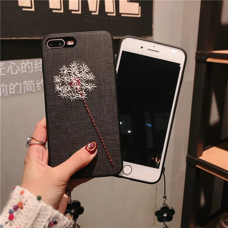 Embroidery Phone Case Covers For Apple Iphone 7 8 Plus 6 6s X Money Rich 3D Embroidered Skin Fundas Capa Coque |