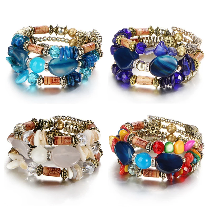 17MILE богемные Многослойные браслеты из полимерных камней и бусин для женщин