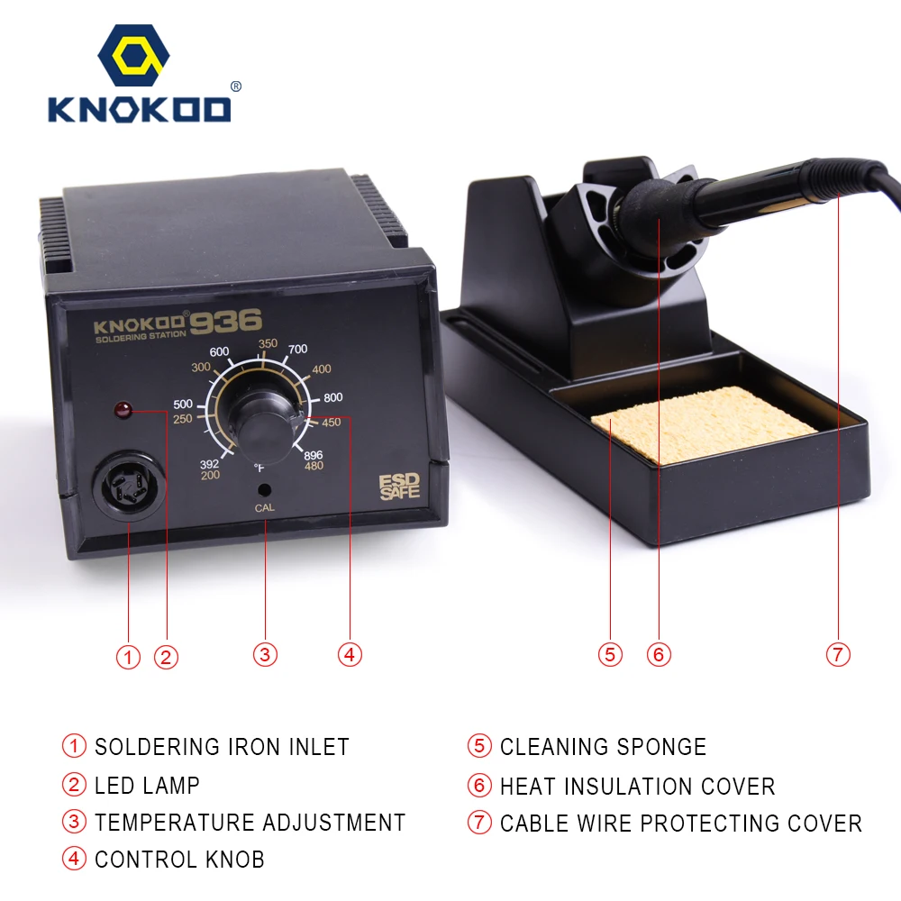 KNOKOO 60 Вт паяльная станция 936 с 5 шт. 900 м советы и 1 A1321 Керамика нагреватель аппарат