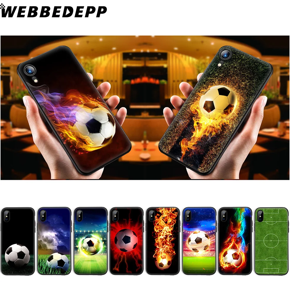 WEBBEDEPP Football Soccer Ball Soft Silicone Case for iPhone 11 Pro Xr Xs Max X or 10 8 7 6 6S Plus 5 5S SE |