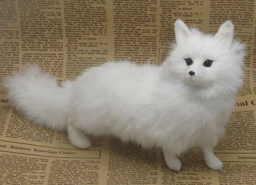 Имитация милой белой стоящей лисы 26x7x15 см модель из полиэтилена и меха украшения