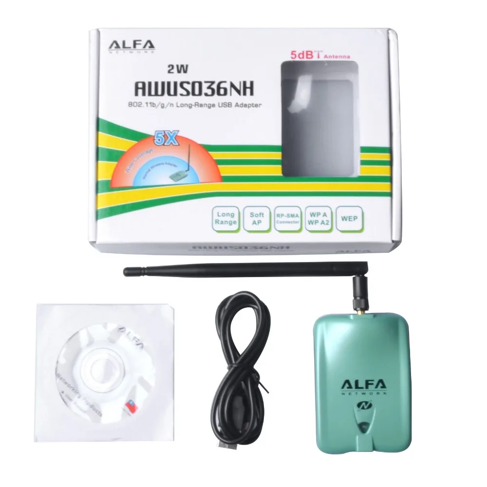 150 Мбит/с Alfa AWUS036H Беспроводной USB адаптер Ralink3070L 1 W высокой Мощность Wi-Fi сетевой